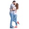 Man and woman casual clothing hugging kissing love