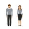 Man and woman character in casual business look