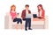 Man and Woman Character with Digital Device Sitting on Sofa Suffering from Internet Addiction Vector Illustration