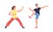 Man and Woman Character Practicing Tai Chi and Qigong Exercise as Internal Chinese Martial Art Vector Set