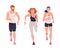 Man and Woman Character Running in Sportswear and Trainers Engaged in Sport Training and Workout Vector Set