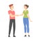 Man and Woman Character Shaking Hand as Brief Greeting or Parting Tradition Vector Illustration