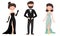 Man and Woman Characters Dressed in Elegant Attire at Social Evening or Red Carpet Reception Vector Illustrations Set