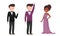 Man and Woman Characters Dressed in Elegant Attire at Social Evening or Red Carpet Reception Vector Illustrations Set