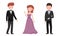 Man and Woman Characters Dressed in Elegant Attire at Social Evening or Red Carpet Reception Vector Illustrations Set