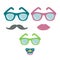 Man, woman, and child in glasses. Family in sunglasses. Moustache, lip, nipple.