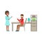 Man And Woman Colleagues Chatting , Coworking In Informal Atmosphere In Modern Design Office Infographic Illustration