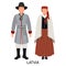 A man and a woman, a couple in Latvian folk costumes. Culture and traditions of Latvia. Illustration