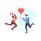 Man woman couple and love balloon people character flat design vector