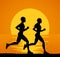 Man and Woman, couple running jogging training exercising together