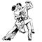 Man and woman dancing couple tango retro line art