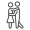 man and woman dancing line icon, dating and relationship concept, couple slow dance vector sign on white background