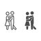 man and woman dancing line and solid icon, dating and relationship concept, couple slow dance vector sign on white