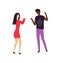 Man and Woman Dancing Opposite Each Other Vector