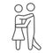 man and woman dancing thin line icon, dating and relationship concept, couple slow dance vector sign on white background