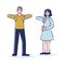 Man and woman with dislike signs showing thumbs down gesture. Bad customer evaluation