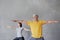man and woman do yoga in sports studio, hero pose. senior coach and young adult female meditate, exercise.
