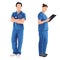 Man and woman doctor, nurse or orderly on a white background, treatment of diseases and viruses - Vector