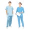 Man and woman doctor, nurse or orderly on a white background, treatment of diseases and viruses - Vector