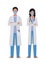 Man and woman doctors with masks against 2019 ncov virus vector design