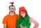 Man and Woman dressed in funny carnival costumes
