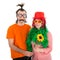 Man and Woman dressed in funny carnival costumes