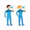 Man and woman drinking water from bottle, human body with water to stop thirsty and dehydration in cartoon flat illustration vecto