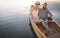 Man and woman enjoy canoeing