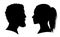 Man and woman face silhouette. Face to face â€“ vector