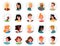 Man woman faces circle avatars for social media network set, business people heads