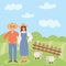A man and a woman are farmers. Vector illustration