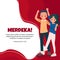 Man and woman feeling excited and celebrating independence day. Indonesian national holiday. Social media template post.