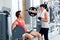 Man and woman friends on sport gym relaxed