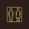 Man and Woman golden linear icon. Vector WC concept sign