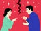 Man and woman having an argument.Another quarrel before the divorce. Flat vector illustration