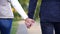 Man and woman holding hands back view, living life together, romantic date