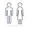 Man and Woman icon, isolated line illustration.