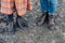 Man and woman in leather heavy duty boots