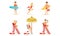 Man and Woman Lifeguard Supervising Safety of Swimmers Vector Set