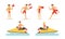 Man and Woman Lifeguard Supervising Safety of Swimmers Vector Set