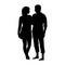 Man and woman look at each other and hug silhouette vector