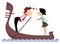 Man, woman, love, heart symbols and gondola illustration