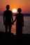 Man and Woman in Love. Silhouette of Couple