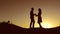 Man and Woman love silhouette in sunset slow motion video. Couple in love kissing at sunrise family silhouette. married