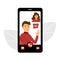 Man and woman make a video call concept vector illustration. Long distance relationship.