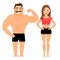 Man and woman muscular couple