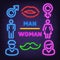 Man and woman neon icons