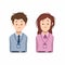 Man And Woman Office Worker Exhausted Character Symbol Set Cartoon illustration Vector