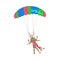 Man and Woman Paratrooper or Parachutist Free-falling and Descenting with Parachute Vector Illustration