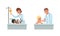 Man and Woman Pediatrician or Medical Doctor Performing Baby Checkup and Examination Vector Set